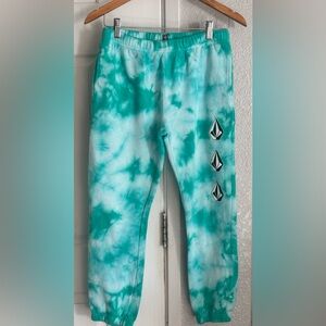 Volcom Kids Teal & White Tie-Dye Sweatpants Size Large/12 NEW